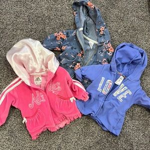 0-3 month hoodies zipper jacket shacket for baby girls adidas carters